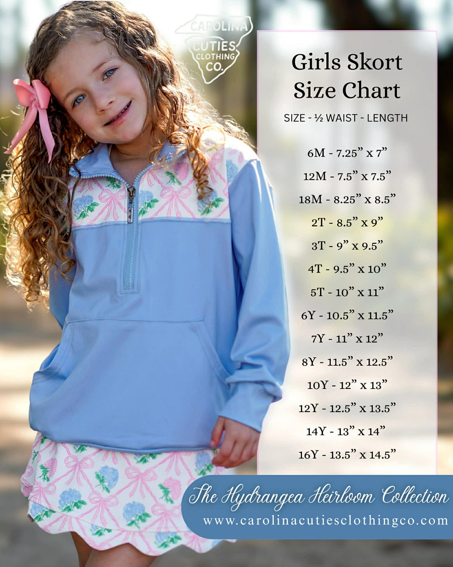Girls Bows & Blooms Skort- The Hydrangea Heirloom Collection