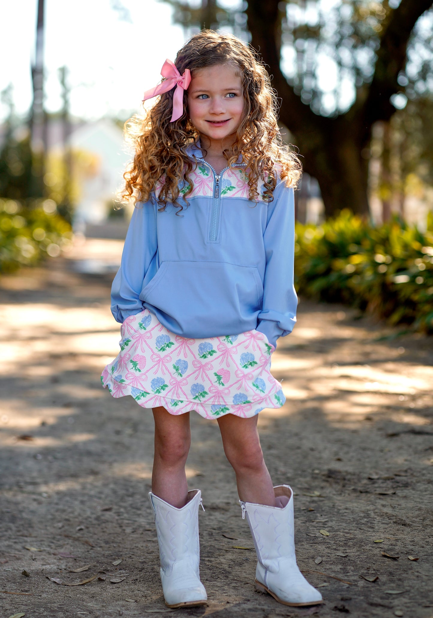 Girls Bows & Blooms Skort- The Hydrangea Heirloom Collection