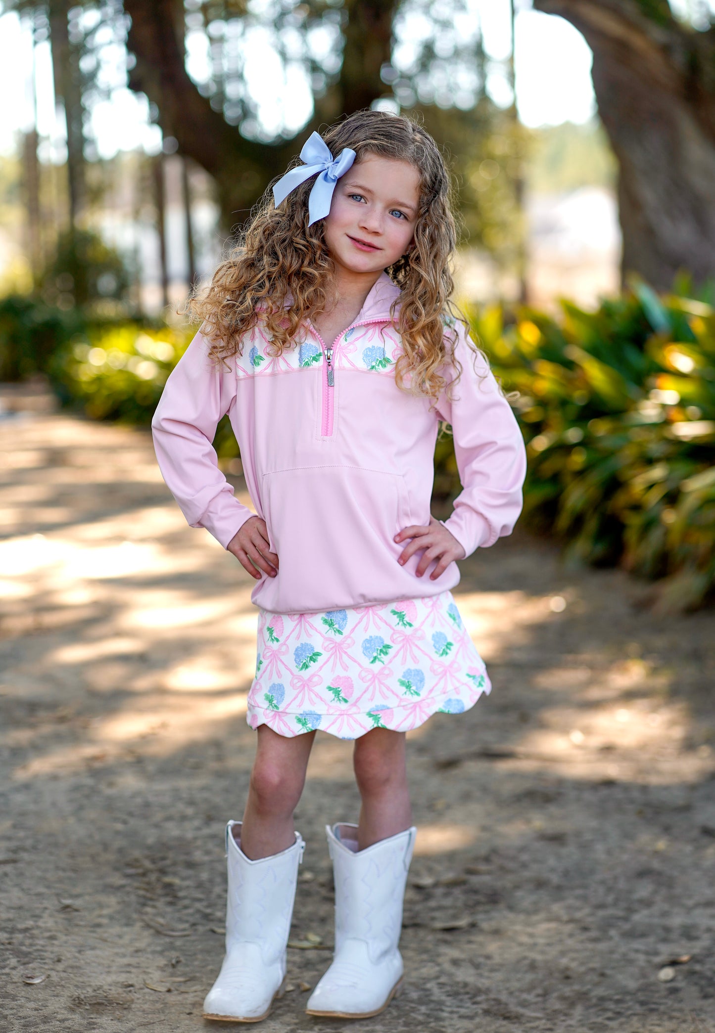 Girls Bows & Blooms Skort- The Hydrangea Heirloom Collection