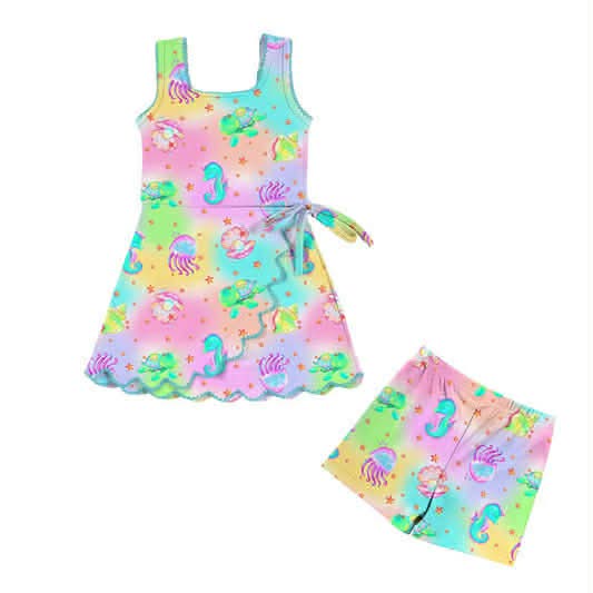 Seaside Splash Twist & Twirl Athletic Dress